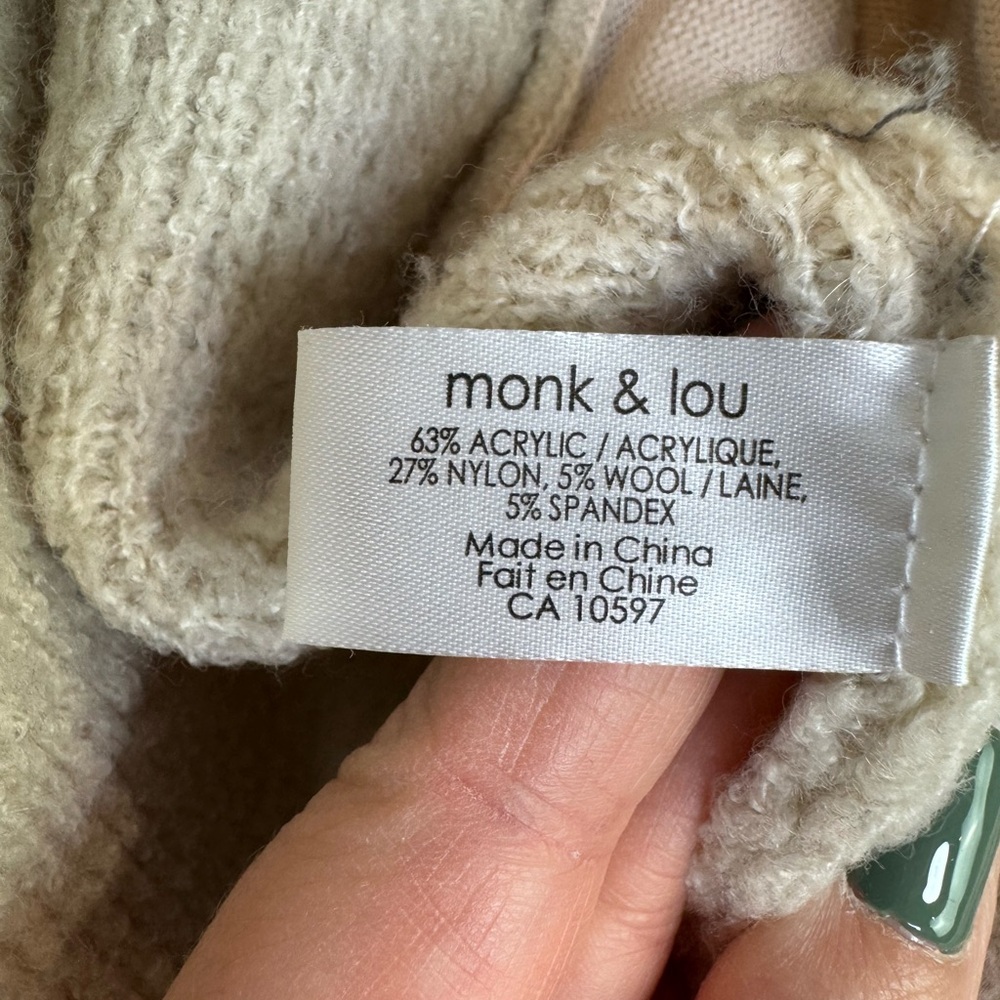 Monk & Lou Cozy Cream wool blend Open-Front Sweater size medium - Picture 7 of 10